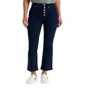 NWT Lucky Brand Bridgette Cropped Flare Womens Corduroy Jeans Navy Blue Size 10